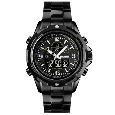 Sports steel band luminous dual display watcH