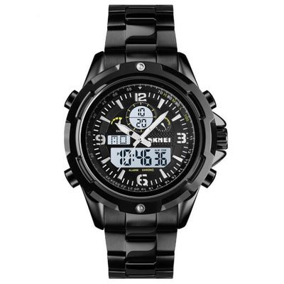Sports steel band luminous dual display watcH